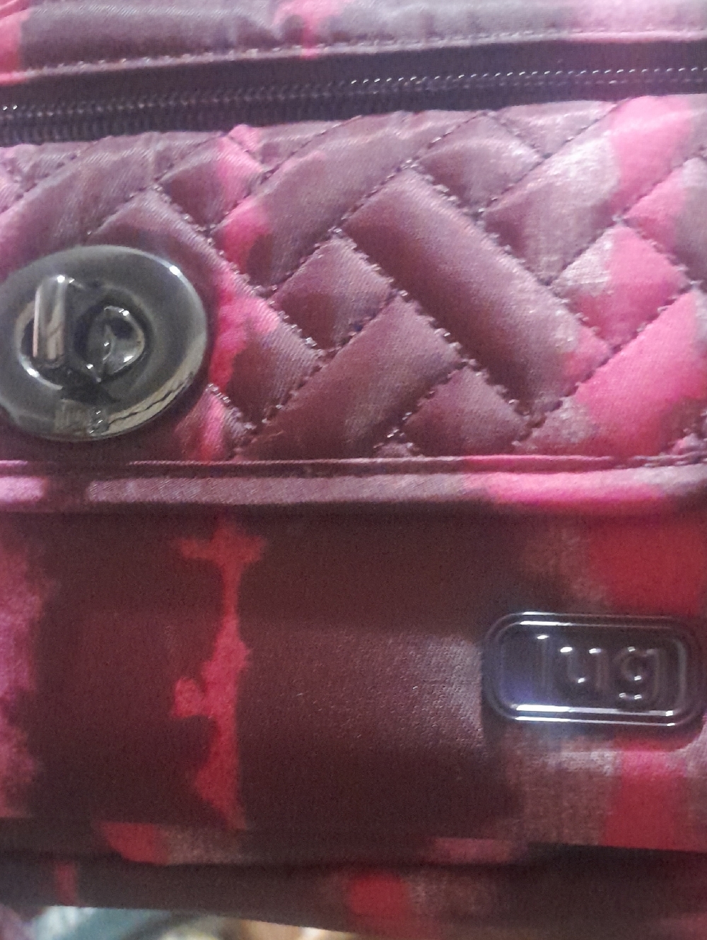 lug Quilted Tie-Dye Cosmetic Crossbody in Raspberry Pink